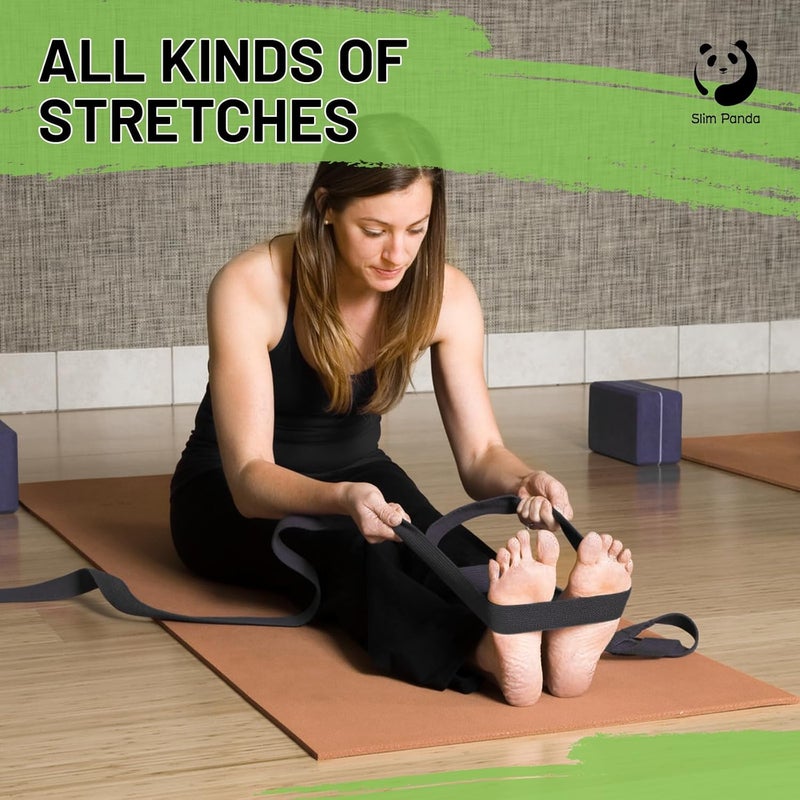 Slim Panda Yoga Strap for Stretching,Cotton Yoga Strap with Adjustable D-Ring Buckle,Non-Elastic Yoga Belt for Pilates,Gym Workouts,Physical Therapy,Improve Flexibility - Image 4